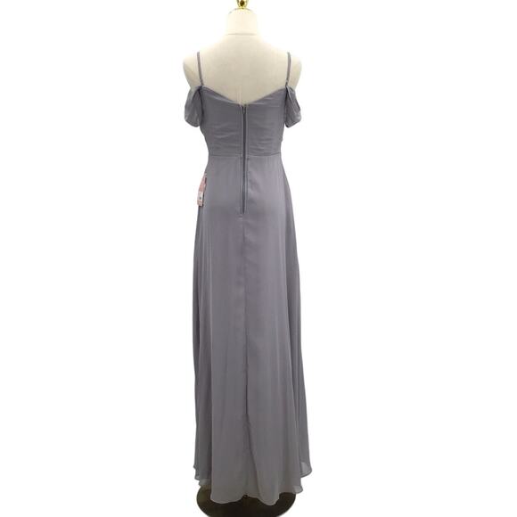 BIRDY GREY Sz S gray silver Spence V-Neck Bridesmaid Maxi Dress NWT b109 - Picture 2 of 9